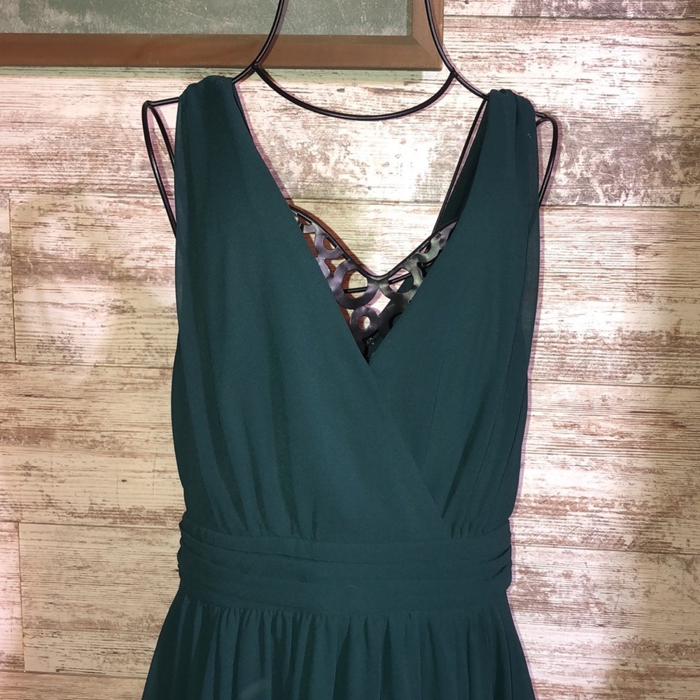 Lulus bridesmaids Thoughts of Hue Emerald Green Surplice Maxi Dress medium - Picture 6 of 14